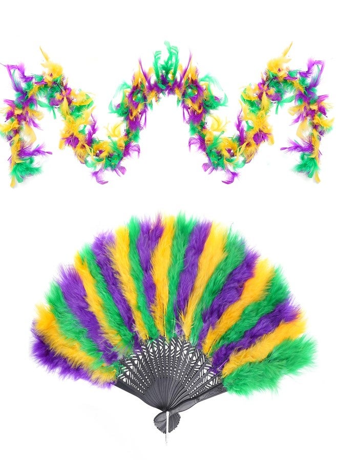 cnomg Feather Boa with Feather Fan Rave Fan Feather Boa for Women Cosplay Party Concert Halloween Christmas Dancing Wedding - Image 1